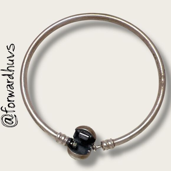 Pandora Sterling Silver Bangle Bracelet – Round Logo Clasp - Picture 3 of 7